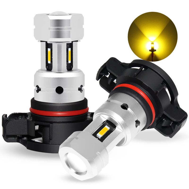 PHINLION PSX24W 2504 LED Yellow Fog Light Bulbs 3800 Lumens Super Bright CSP 12276 Replacement for Car Truck Foglight Lamps 3000K Golden Yellow