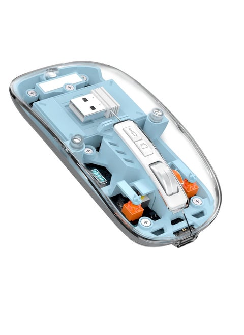 Three-Mode Magnetic Transparent 10M Wireless Mouse: Modern technology and a unique transparent silent design for an outstanding user experience - Blue