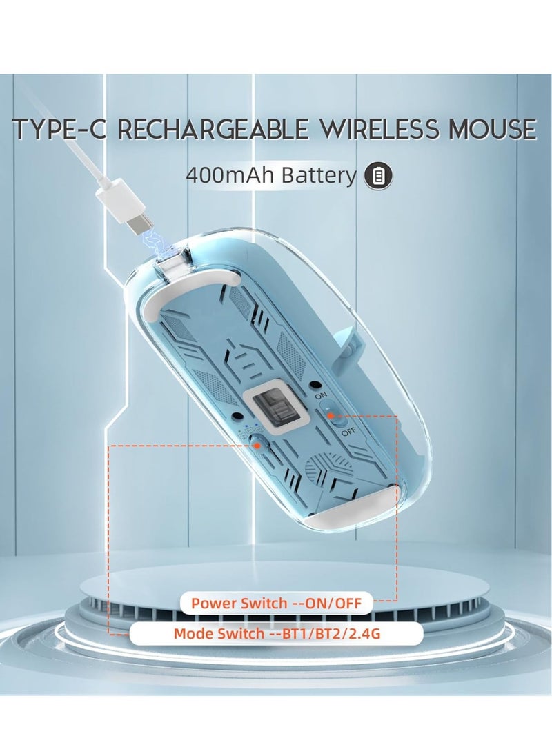 FMOUSE - Three-Mode Magnetic Transparent 10M Wireless Mouse: Modern technology and a unique transparent silent design for an outstanding user experience - Blue - Image 1
