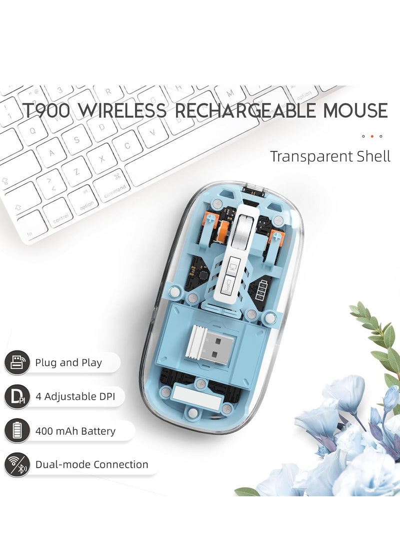 FMOUSE - Three-Mode Magnetic Transparent 10M Wireless Mouse: Modern technology and a unique transparent silent design for an outstanding user experience - Blue - Image 1