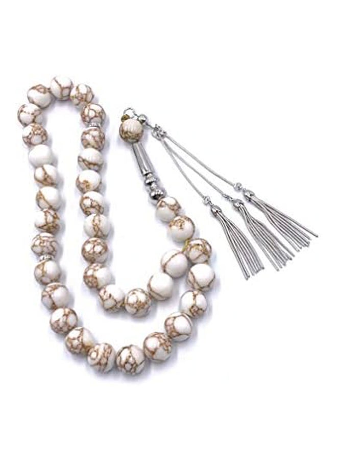 Generic Golden Howlite Stone Rosary with silver plated Rodium tassle  - Image 1