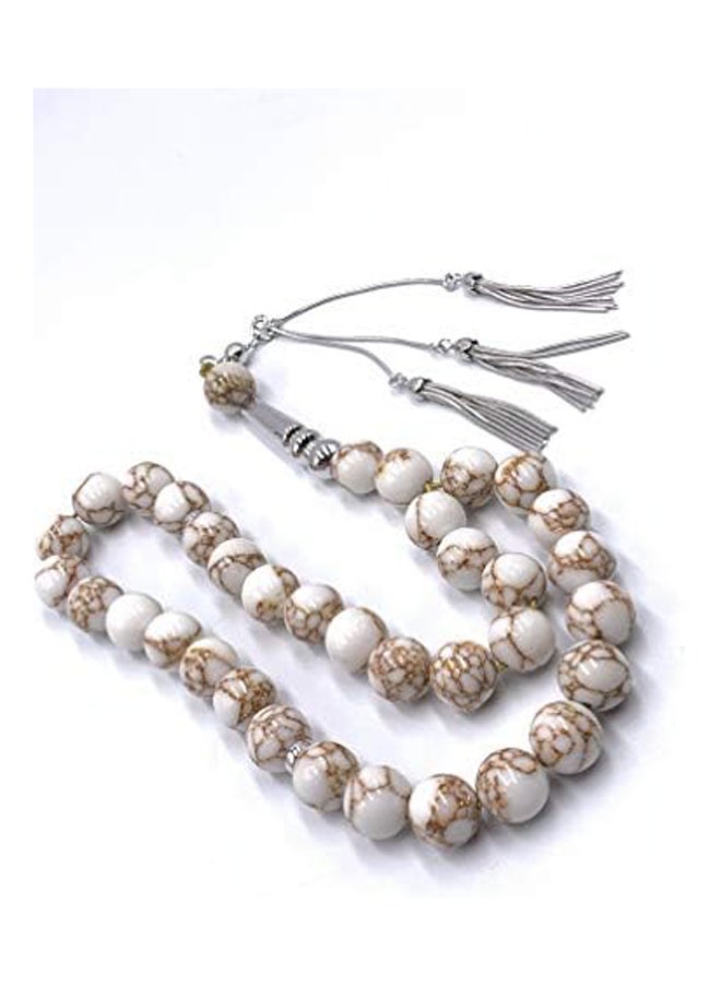 Generic Golden Howlite Stone Rosary with silver plated Rodium tassle  - Image 2
