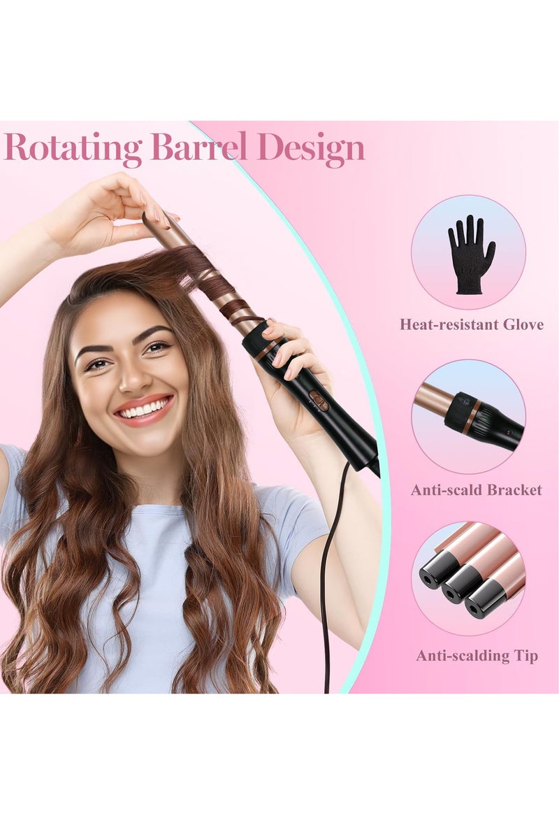 Eesyy 5-in-1 Curling Wand Set (9-32mm) with 3-Barrel Curler – Fast Heat-Up PTC, Tourmaline Ceramic Coating, Anti-Frizz, Adjustable Temperature (180–210°C), Includes Heat-Resistant Glove & Clips  - Image 3