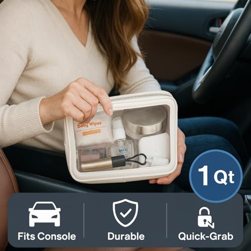 PACKISM TSA Approved Toiletry Bag - Upgrade Color-Edged Clear Makeup Bag, Unique Appearance, 2 Pack Clear Travel Bags Hold Lots of Items Also Great for Organizing Car Console, Beige (2 Sizes) - Image 2