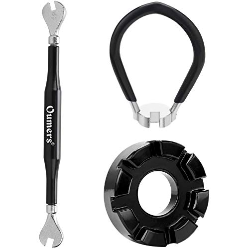 Oumers 3 Pack of Bike Spoke Wrench Kit, Forged Steel Bike Rim Correct Tool Bicycle Spoke Tool-Black - Image 1