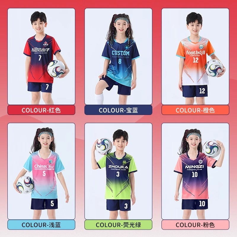 Children'S Football Uniform Suit Primary School Boys And Girls Short-Sleeved Game Football Jersey Sports Training Team Uniform With Number Printed - Image 4