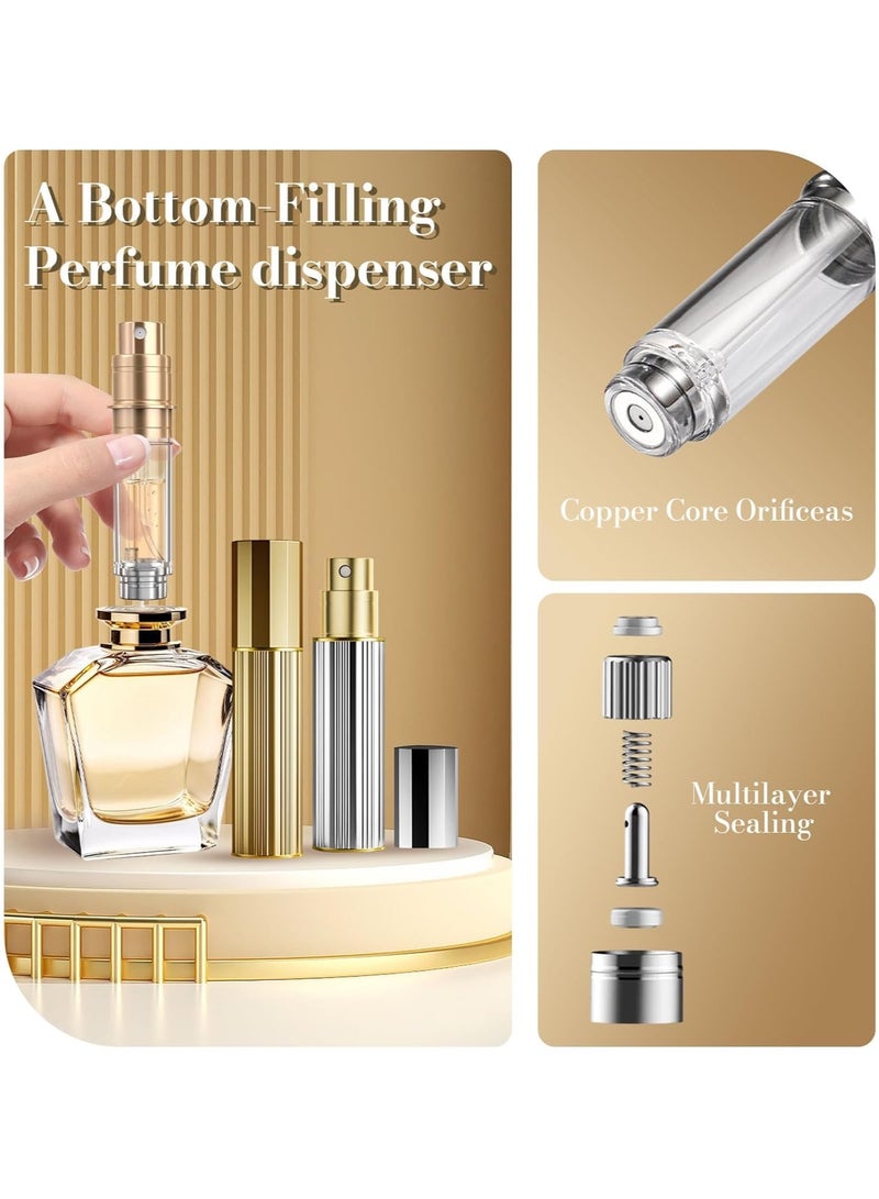 أنمي 2 قطعة زجاجة عطر للسفر عبوة عطر للسفر 5 مل، عبوة سفلية (أسود + ذهبي) - Image 2