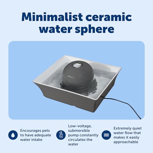 PetSafe Drinkwell Ceramic Pet Water Fountain - Quiet Automatic 70oz Dispenser for Cats & Dogs with Filters - Dishwasher Safe Square Design - Image 4