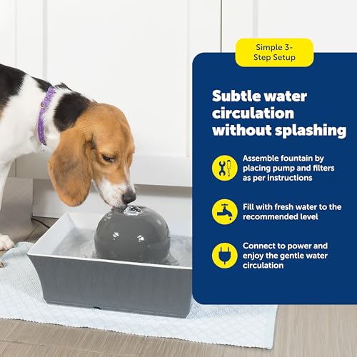 PetSafe Drinkwell Ceramic Pet Water Fountain - Quiet Automatic 70oz Dispenser for Cats & Dogs with Filters - Dishwasher Safe Square Design - Image 5