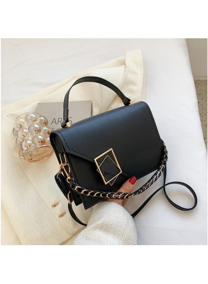 Elegant Women’s Chain Shoulder Bag – Business Crossbody Handbag, Stylish Small Square Bag, Ladies’ Top Handle Bag, Perfect for Party  Gift, Black - Image 1