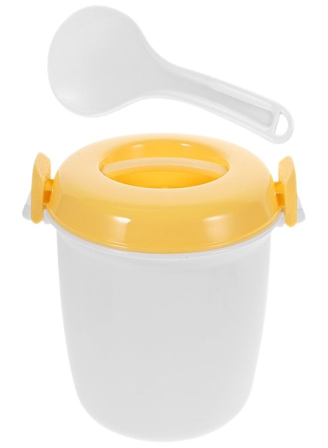 PRETYZOOM 1set Microwave Rice Cooker Multifunctional Food Container for and Steaming for Home Office and Dorm Use Lightweight Convenient Design with Spoon