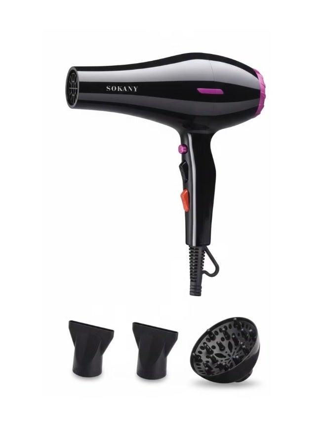 sokany SK-14002 Professional Hair Dryer 2400W with 3 Attachments, 2 Speeds & 2 Heat Settings, Hot & Cold Air, Hanging Loop, Enhances Hair Luster, Ergonomic Design for Salon & Home Use, Suitable for All Hair Types - Image 1