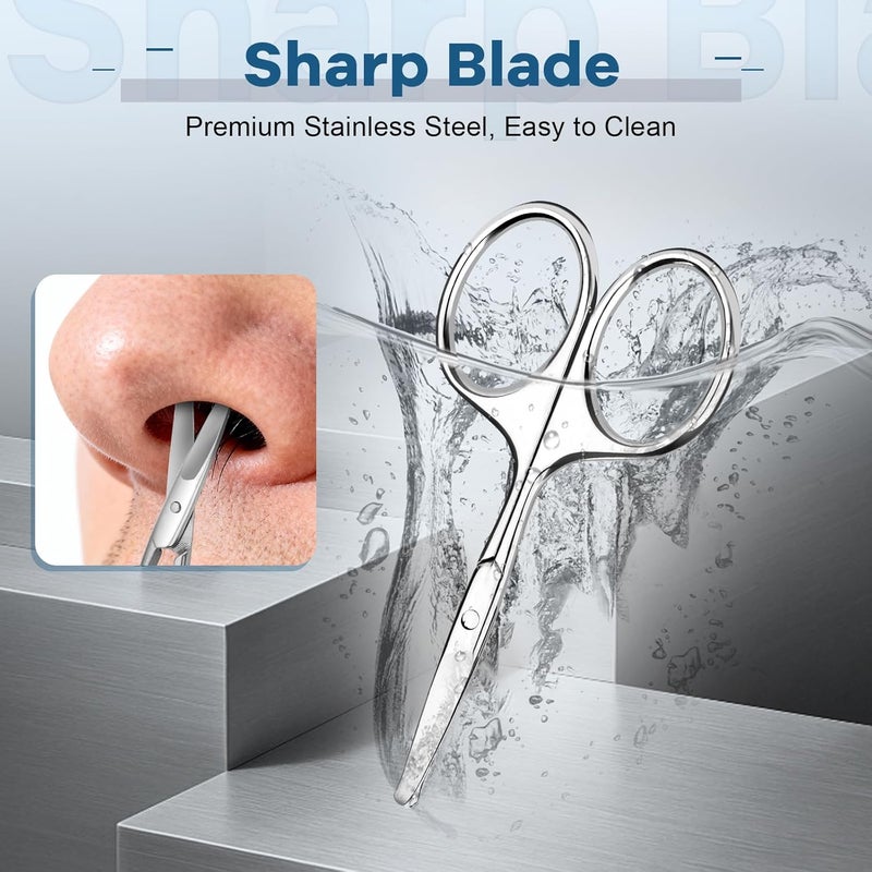 Hdama Nose Hair Scissors, Small Sicssors for Men and Women, Facial & Ear Care, Eyebrow Trimming, Mustache, Safety Blunt Tip Beard - Image 4