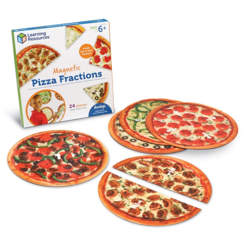 Learning Resources Magnetic Pizza Fractions, Fraction Games for Kids, 24 Pieces, Ages 6+ - Image 1