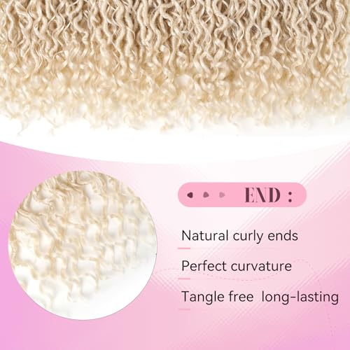 Aipin Faux Goddess Locs Crochet Hair 18 Inch River Locs Wavy Crochet With Curly Hair In Middle And Ends Braids Hair Extensions (8 Packs,18 inch, 613) - Image 5