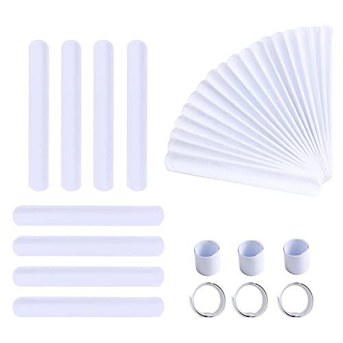 Umikk 110 Pack White Slap Bracelets Bulk 87 x 12 Inch DIY Slap Bracelet for Kids Blank Slap Bands for School Craft Projects Birthday Halloween Christmas DIY Painting Vinyl Wrapping - Image 1