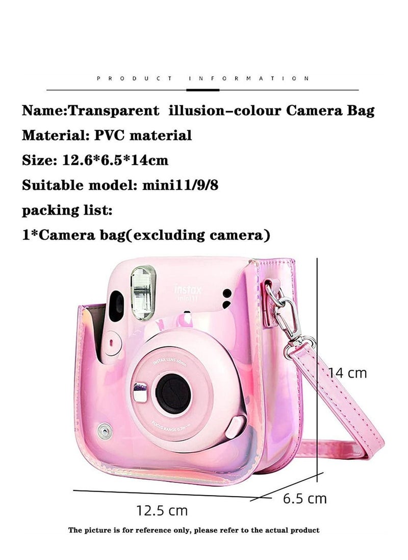 Y&D - Instant Camera Case Compatible with for Instax Mini 11/9/8, PU Leather Bag Adjustable Shoulder Strap, Illusion-colour (Transparent Illusion), transparent illusion, Pack Strap - Image 1