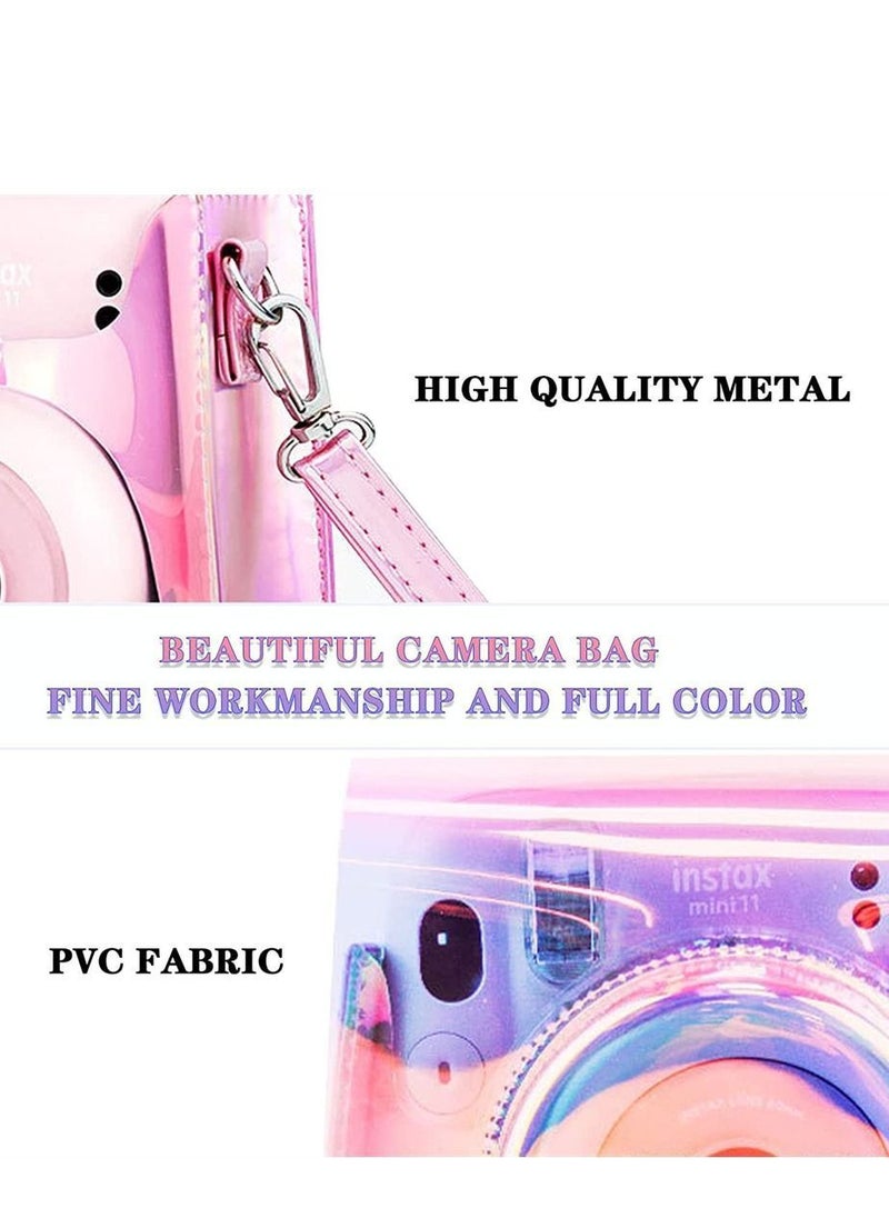 Y&D - Instant Camera Case Compatible with for Instax Mini 11/9/8, PU Leather Bag Adjustable Shoulder Strap, Illusion-colour (Transparent Illusion), transparent illusion, Pack Strap - Image 1