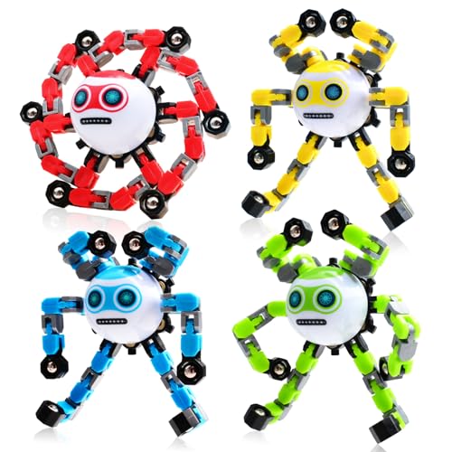 ASIOWELY 4 PCS Easter Basket Stuffers Transformable Fidget Spinners Toys for Kids and Adults Stress Relief Autism Sensory Toy for Boys Girls Teens Cool Fingertip Gyros Birthdays Gifts for Travel Toys - Image 1
