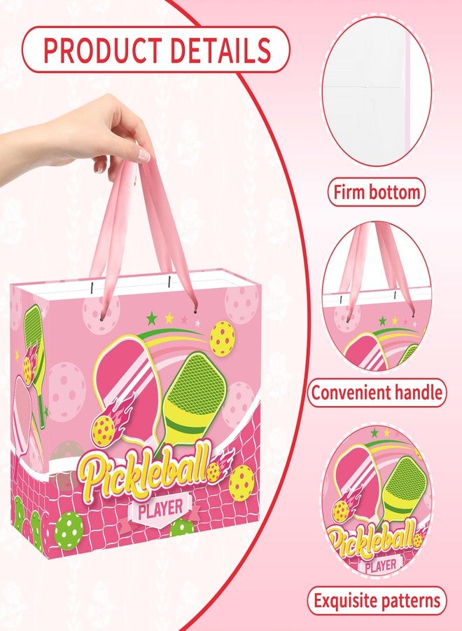 EoBeCy Pink Pickleball Gift Bag with Handles, Tissue Paper and Greeting Card, Sports Wrapping Paper for Pickleball Player Birthday Baby Shower Party Favors Decorations - Image 4