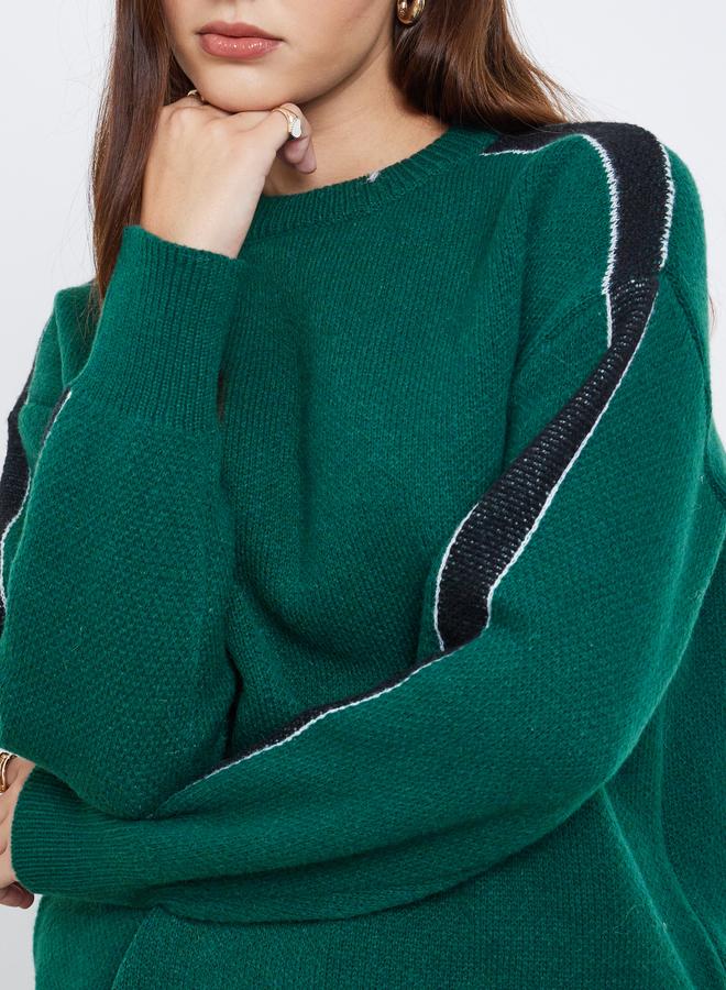 ستايلي سويتربقصة عادية مع خطوط جانبية - Image 4