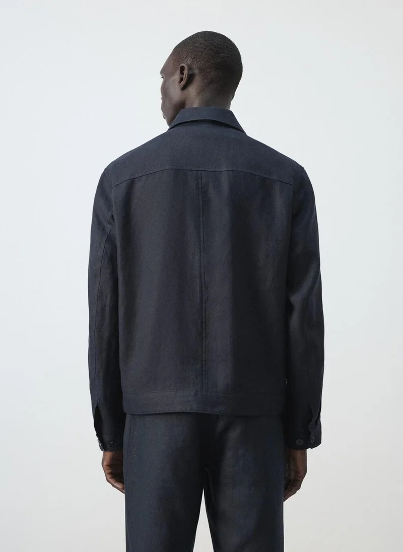 مانجو مان 100% linen jacket with pockets