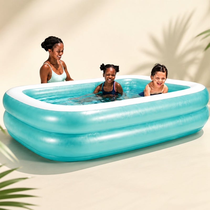 Rectangular Family Pool for backyard use, PVC material, Blue color, extra-thick 51 cm depth with reinforced seams - Image 1