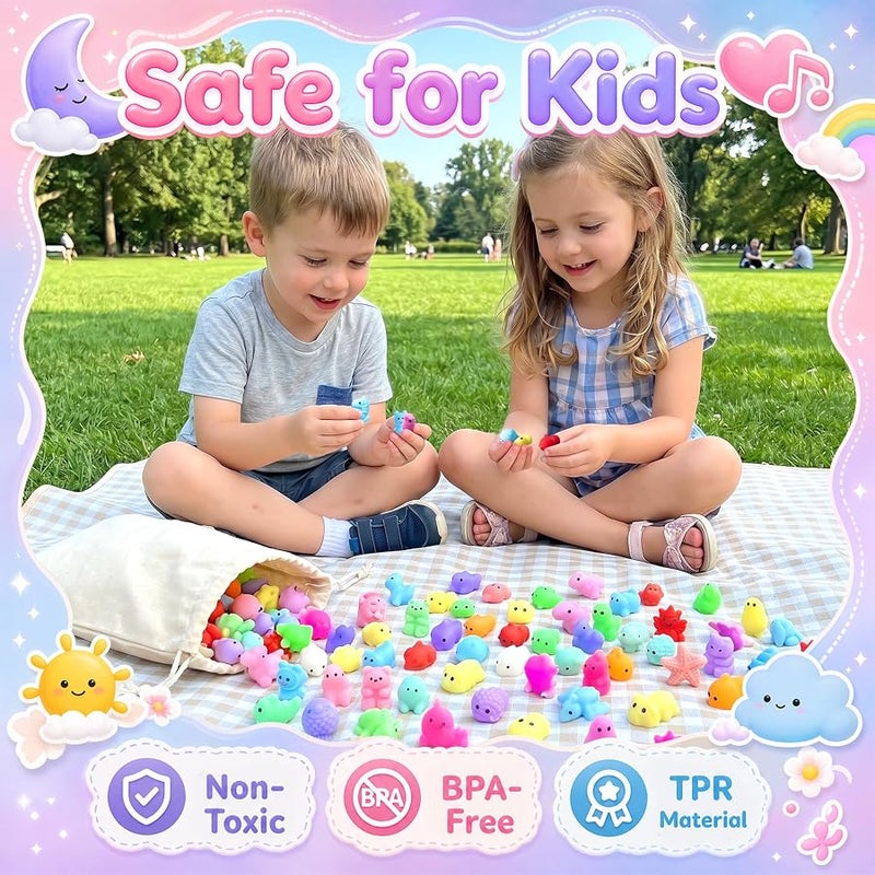 Dioju 200 Pcs Mochi Squishy Toy, Mini Kawaii Squishies Bulk Sensory Fidget Toys Goody Bag Party Favors for Kids, Classroom Prizes Pinata Filler Carnival Stocking Stuffers Christmas Birthday Gifts - Image 4