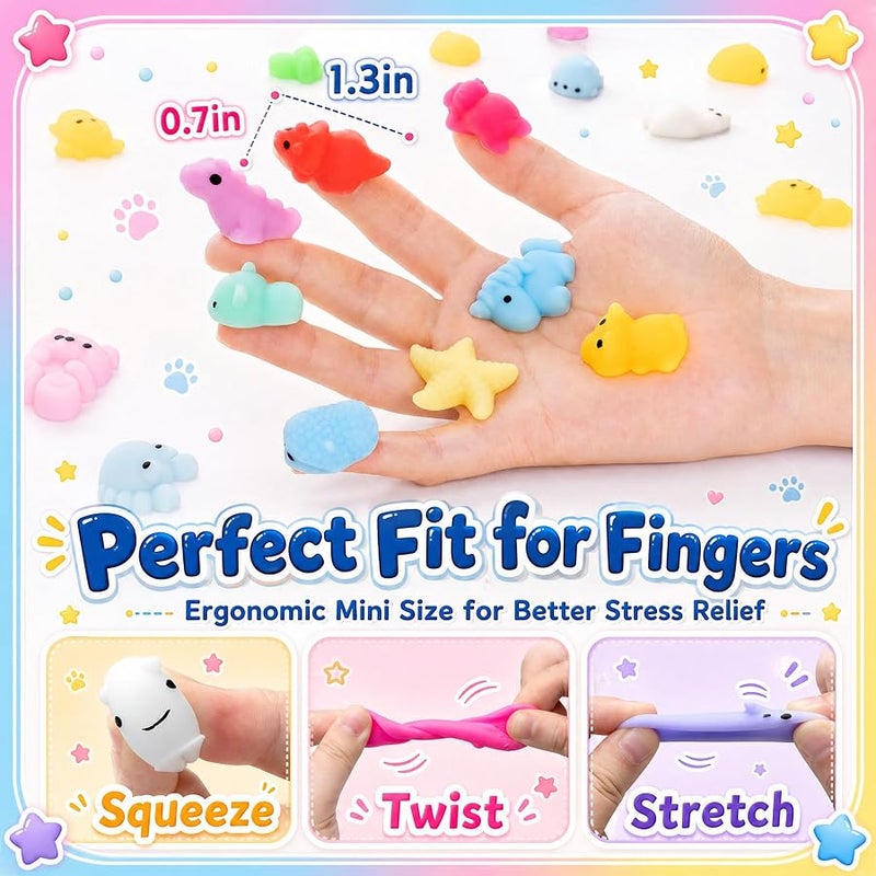 Dioju 200 Pcs Mochi Squishy Toy, Mini Kawaii Squishies Bulk Sensory Fidget Toys Goody Bag Party Favors for Kids, Classroom Prizes Pinata Filler Carnival Stocking Stuffers Christmas Birthday Gifts - Image 2