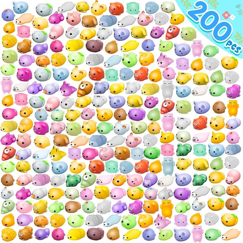 Dioju 200 Pcs Mochi Squishy Toy, Mini Kawaii Squishies Bulk Sensory Fidget Toys Goody Bag Party Favors for Kids, Classroom Prizes Pinata Filler Carnival Stocking Stuffers Christmas Birthday Gifts - Image 1
