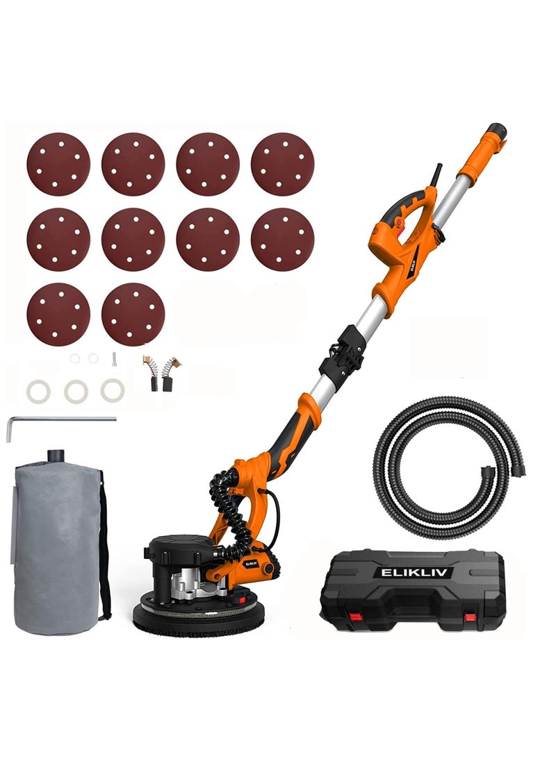 ELIKLIV - 850W Electric Drywall Sander with Vacuum Attachment and Retractable Handle, wall putty grinding sanding machine with Vacuum Cleaner and Light, for Woodworking Home Improvement - Image 1