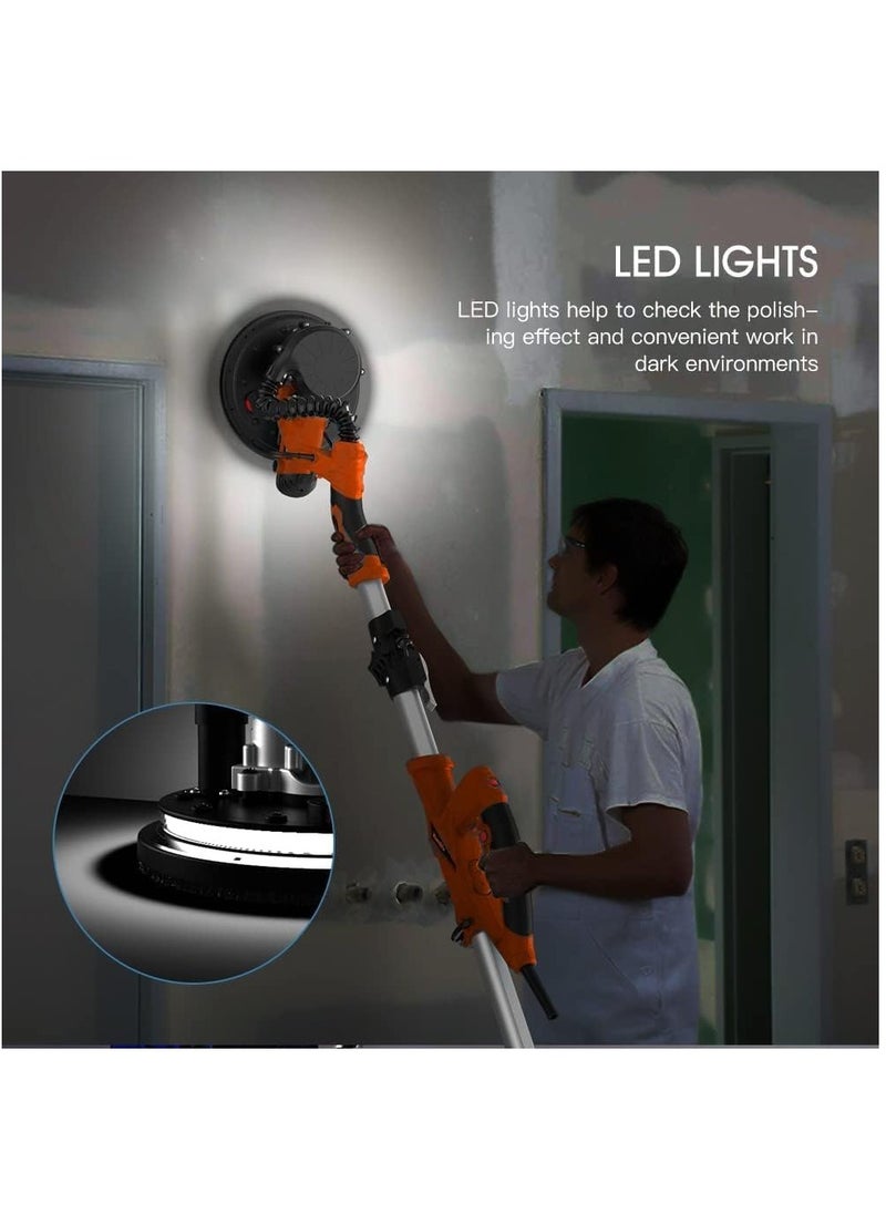 ELIKLIV - 850W Electric Drywall Sander with Vacuum Attachment and Retractable Handle, wall putty grinding sanding machine with Vacuum Cleaner and Light, for Woodworking Home Improvement - Image 1