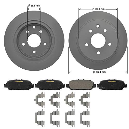 Goodyear Anti Ox Polished Rear Brake Kits Rotors & Ceramic Pads For Nissan,Juke & More PRK67803R - Image 2