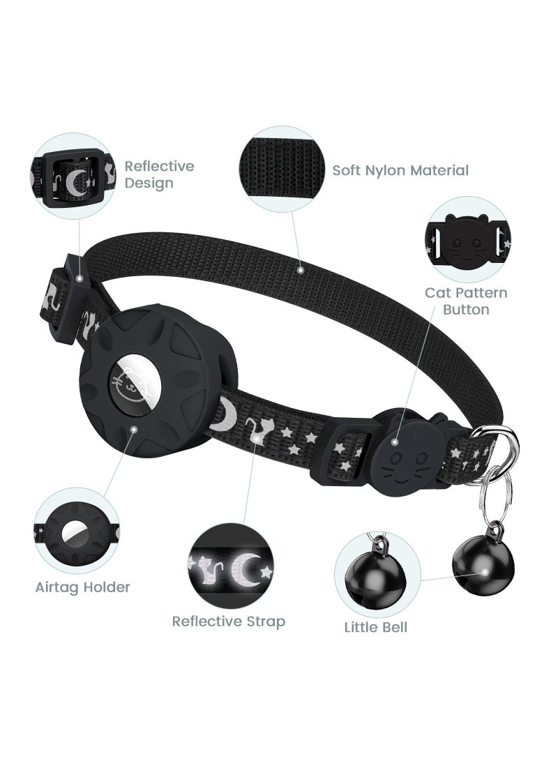SOLARAE Cat Collar for Airtag, Refective Collar for Cat with Safety Buckle and Waterproof for Air Tag Holder in 3/8" Width, Cat Collar Compatible with Apple Airtag for Cat Dog Kitten Puppy - Image 3