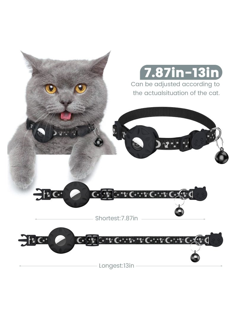 SOLARAE Cat Collar for Airtag, Refective Collar for Cat with Safety Buckle and Waterproof for Air Tag Holder in 3/8" Width, Cat Collar Compatible with Apple Airtag for Cat Dog Kitten Puppy - Image 2