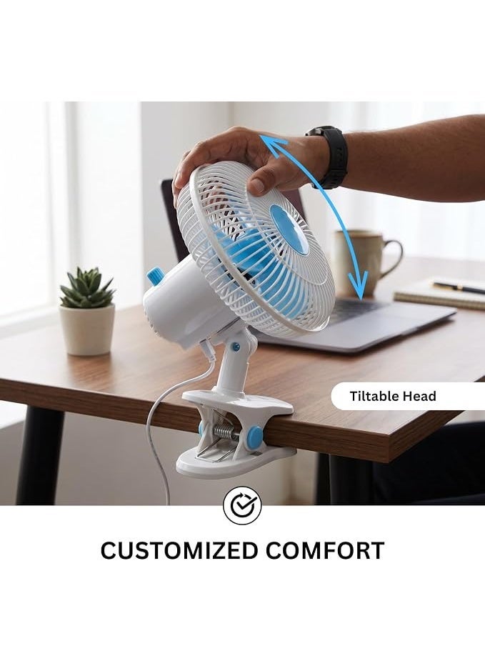 Akova Portable Electric Clip-On Desk Fan, 180mm, for Office and Home - Image 2
