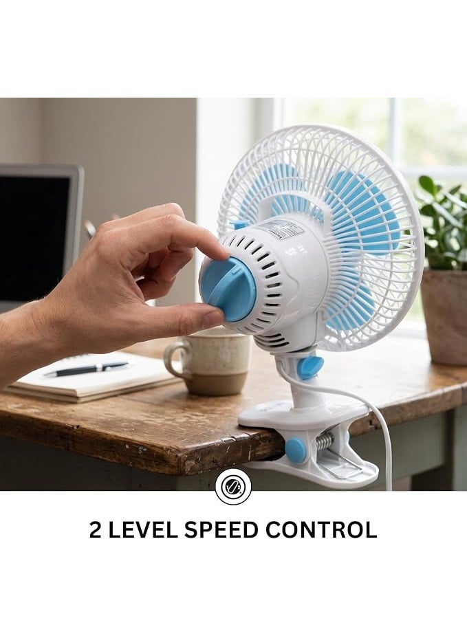 Akova Portable Electric Clip-On Desk Fan, 180mm, for Office and Home - Image 3