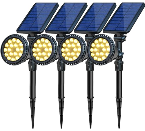 OSORD Solar Spotlights 18 LED Solar Lights Outdoor Waterproof 2 Mode Soft Warm White Landscape Lighting Auto OnOff Spot Lights for Flag Pole Garden Yard Tree Driveway Pool 4 Pack - Image 1