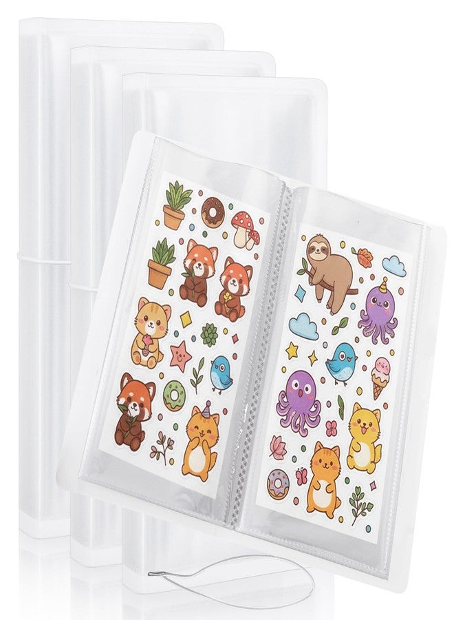 ZOOFOX 3 Pack Sticker Storage Album, 4.8" x 9.6" Large Clear Storage Sticker Organizer with Elastic Band, Collecting Book Binder Sleeves for Planner, Scrapbook and Journal Stickers, 50 Pockets - Image 1