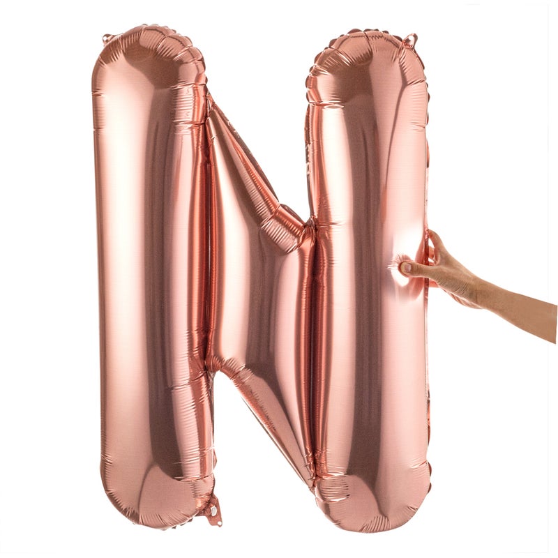 Restaurantware-Balloon 40 Inch Letter Balloon, 1 Large Alphabet Party Balloon - Letter N, Self-Sealing, Rose Gold Foil Mylar Balloon, Hanging Loop, Decoration For Birthday, Wedding, Or Graduation - Image 2