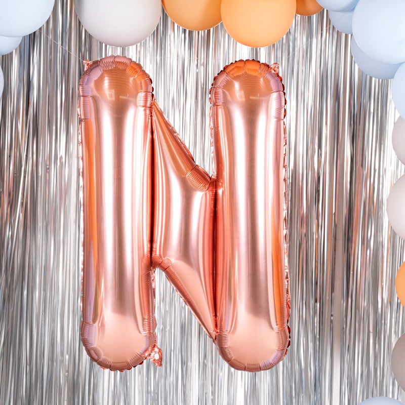 Restaurantware-Balloon 40 Inch Letter Balloon, 1 Large Alphabet Party Balloon - Letter N, Self-Sealing, Rose Gold Foil Mylar Balloon, Hanging Loop, Decoration For Birthday, Wedding, Or Graduation - Image 3