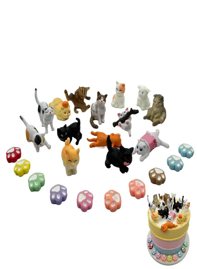Rardsay 24 Pcs Cat Cake Topper Cute Cat Figurines Cute Cat Paw Cake Toppers for Cat Birthday Party Cat Party Decoration Home Shower Supplies - Image 1