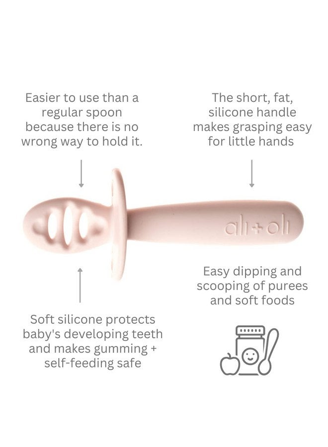 Ali+Oli (3pc) Silicone Spoon Set for Baby (Blush) Unbreakable Silicone Baby Spoon, Baby Spoons Self Feeding 6 Months & Up, Self Feeding Baby Utensils, Multi-stage Baby Feeding Spoon, Ergonomic Design - Image 4