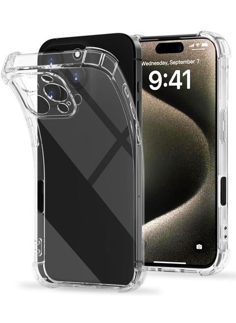 جراب متوافق مع هاتف iPhone 16 pro max جراب شفاف مصمم لهاتف iPhone 16 pro max جراب TPU مع 4 زوايا حماية ضد الصدمات وحماية الكاميرا جراب شفاف مضاد للسقوط