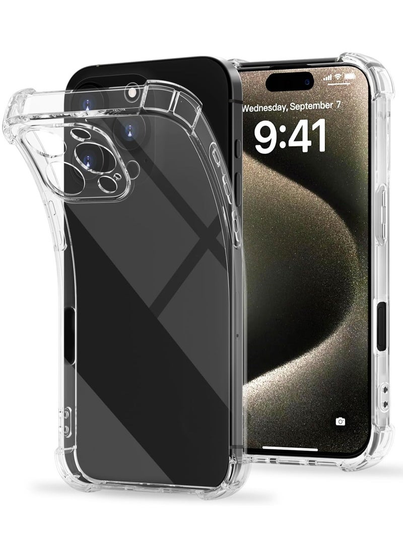 ميجوفاست - جراب متوافق مع هاتف iPhone 16 pro max جراب شفاف مصمم لهاتف iPhone 16 pro max جراب TPU مع 4 زوايا حماية ضد الصدمات وحماية الكاميرا جراب شفاف مضاد للسقوط - Image 1