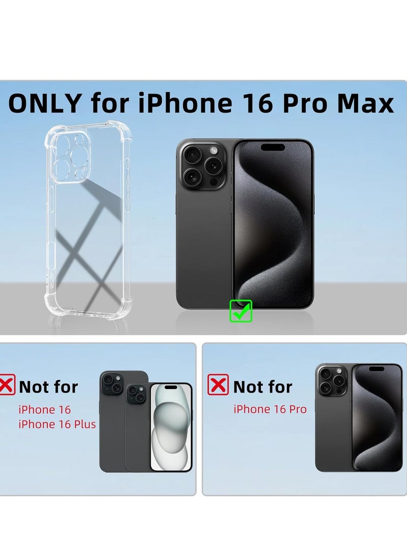 ميجوفاست - جراب متوافق مع هاتف iPhone 16 pro max جراب شفاف مصمم لهاتف iPhone 16 pro max جراب TPU مع 4 زوايا حماية ضد الصدمات وحماية الكاميرا جراب شفاف مضاد للسقوط - Image 1