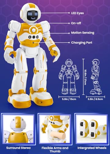 EduCuties Robot Toys for KidsProgrammable Remote Control Smart Walking Dancing Robot Toy with Gesture Sensing for Age 4 5 6 7 8 9 10 Year Old Boys Girls for Birthday PresentYellow - Image 5