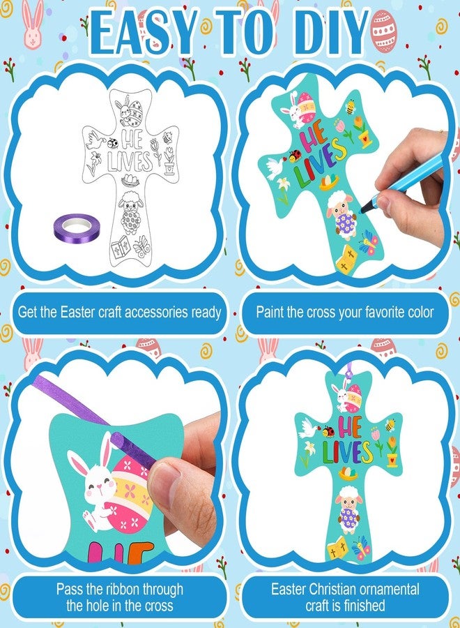 Dunzoom 48 Pcs Religious Easter Crafts Coloring Resurrection Day Gifts Color Your Own He Is Risen Cross Christian Ornaments for Easter Party Supplies Classroom Church Vbs Sunday School Home Activities - Image 4