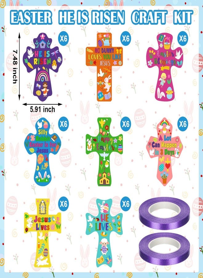 Dunzoom 48 Pcs Religious Easter Crafts Coloring Resurrection Day Gifts Color Your Own He Is Risen Cross Christian Ornaments for Easter Party Supplies Classroom Church Vbs Sunday School Home Activities - Image 3