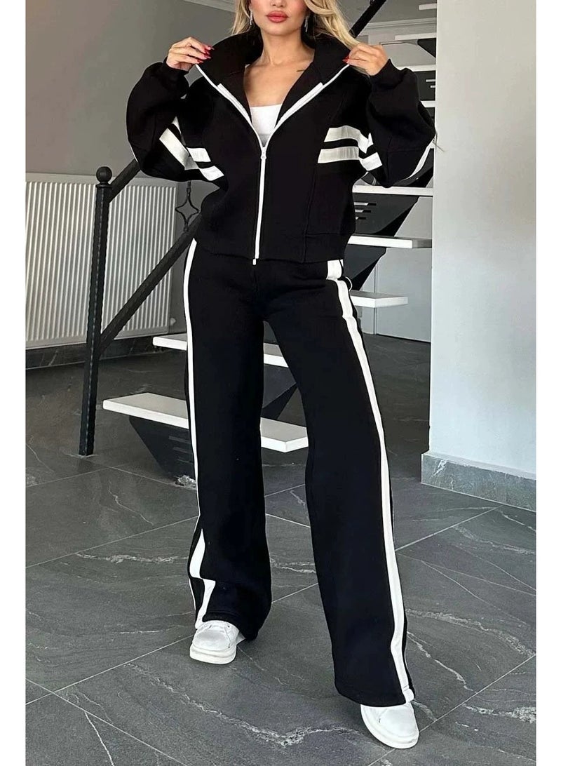 2025-2026 Y2K Striped Zip-Up Jacket - Casual Sportswear Set for Women